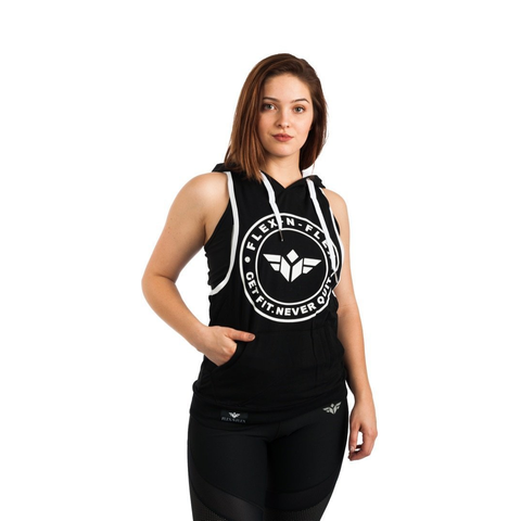 GET FIT NEVER QUIT STRINGER HOODIE