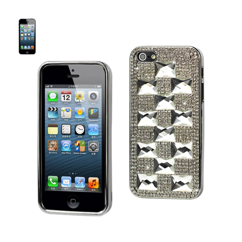CHAIN DIAMOND CASE FOR IPHONE5 WHITE SQUARE PATTERN WHITE