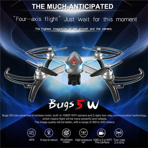 2.4GHZ 5G WiFi GPS Altitude Headless Quadcopter Drone with 1080P Camera