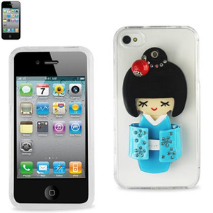 Clear Protector Case With Mirror For Iphone4S Kimono Blue