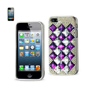 CHAIN DIAMOND CASE FOR IPHONE5 PURPLE&GRAY RHOMBUS PATTERN WHITE PURPLE