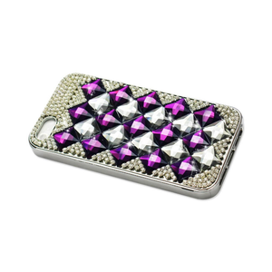 CHAIN DIAMOND CASE FOR IPHONE5 PURPLE&GRAY RHOMBUS PATTERN WHITE PURPLE