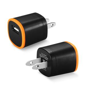 REIKO 1 AMP DUAL COLOR PORTABLE USB TRAVEL ADAPTER CHARGER IN ORANGE BLACK