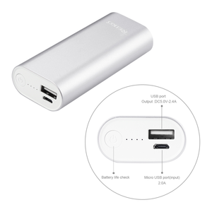 REIKO 2A5V 4800MAH UNIVERSAL POWER BANK WITH MICRO CABLE IN SILVER