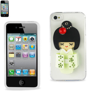 Clear Protector Case For Iphone4S Kimono Green With Mirror
