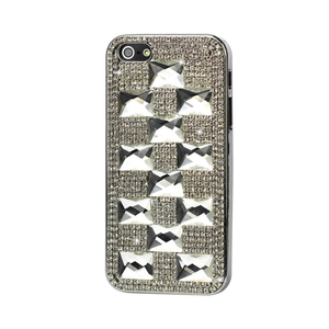 CHAIN DIAMOND CASE FOR IPHONE5 WHITE SQUARE PATTERN WHITE