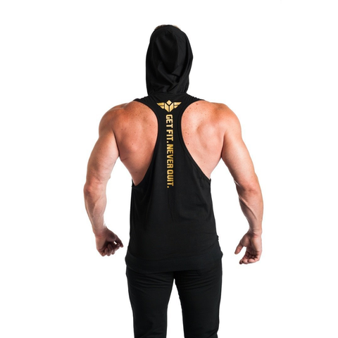 GET FIT NEVER QUIT STRINGER HOODIE