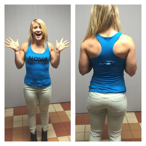 Womens blue Nova 3 Labs tank top